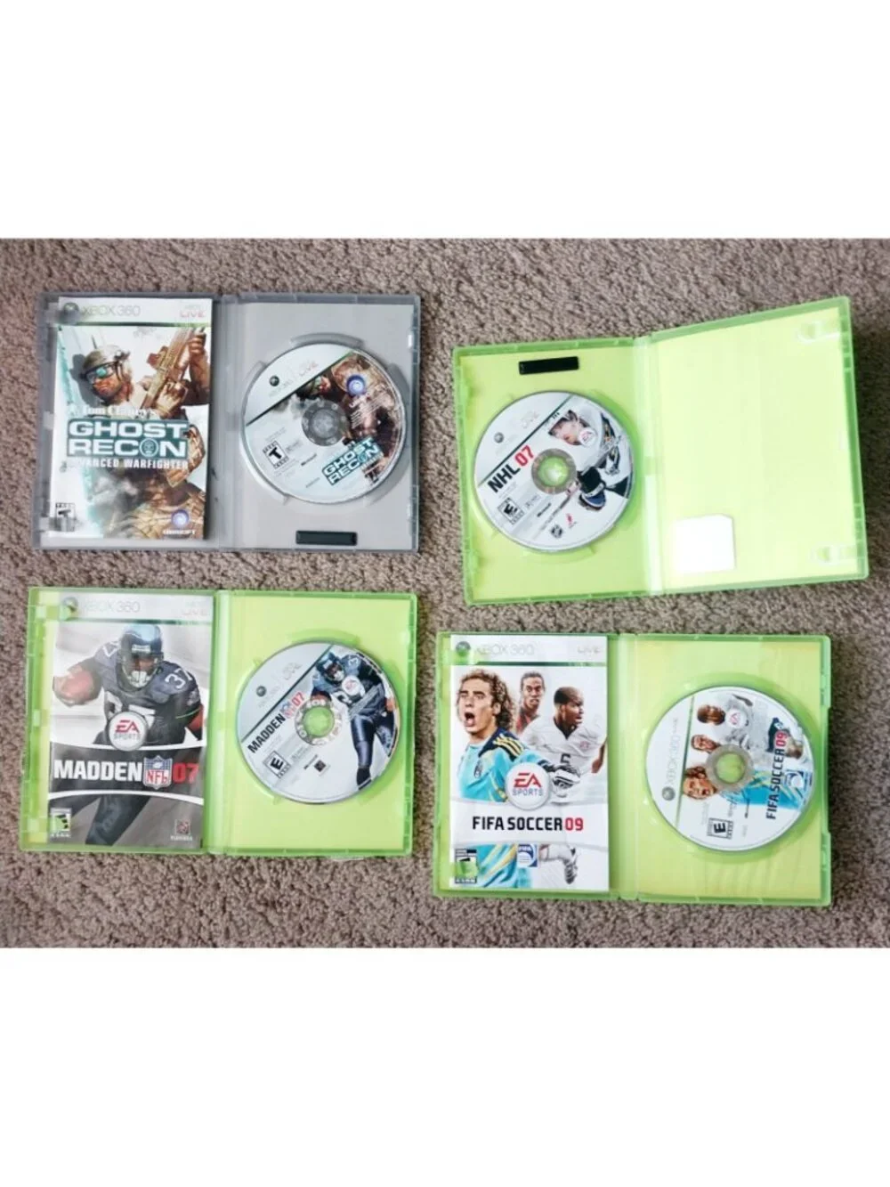 Xbox 360 Games Lot FIFA Soccer 09 Madden 07 NHL 07 Ghost Recon